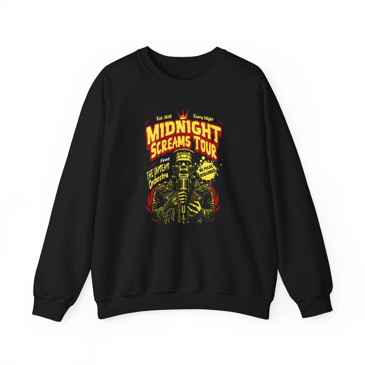 Black Midnight Screams Tour sweatshirt – Frankenstein concert design – BimBangDesign