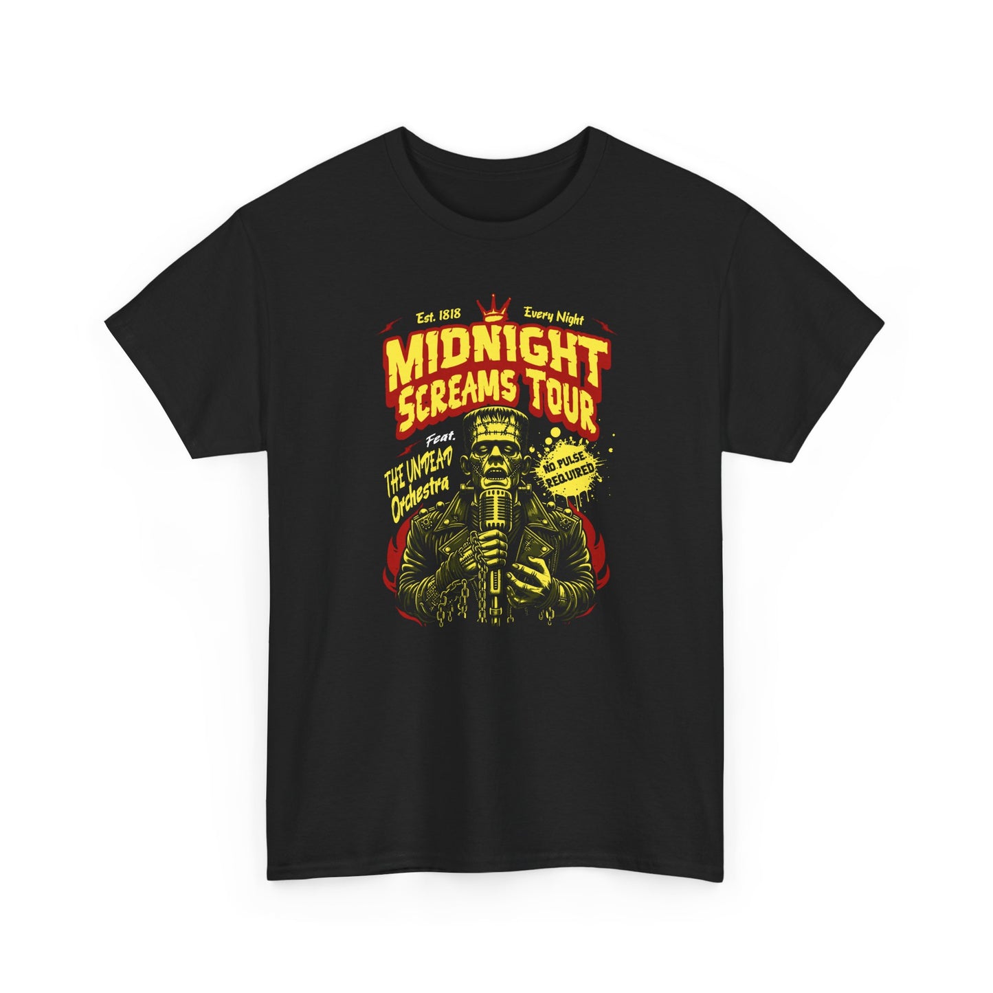 Black Midnight Screams Tour t-shirt – Frankenstein concert poster design – BimBangDesign