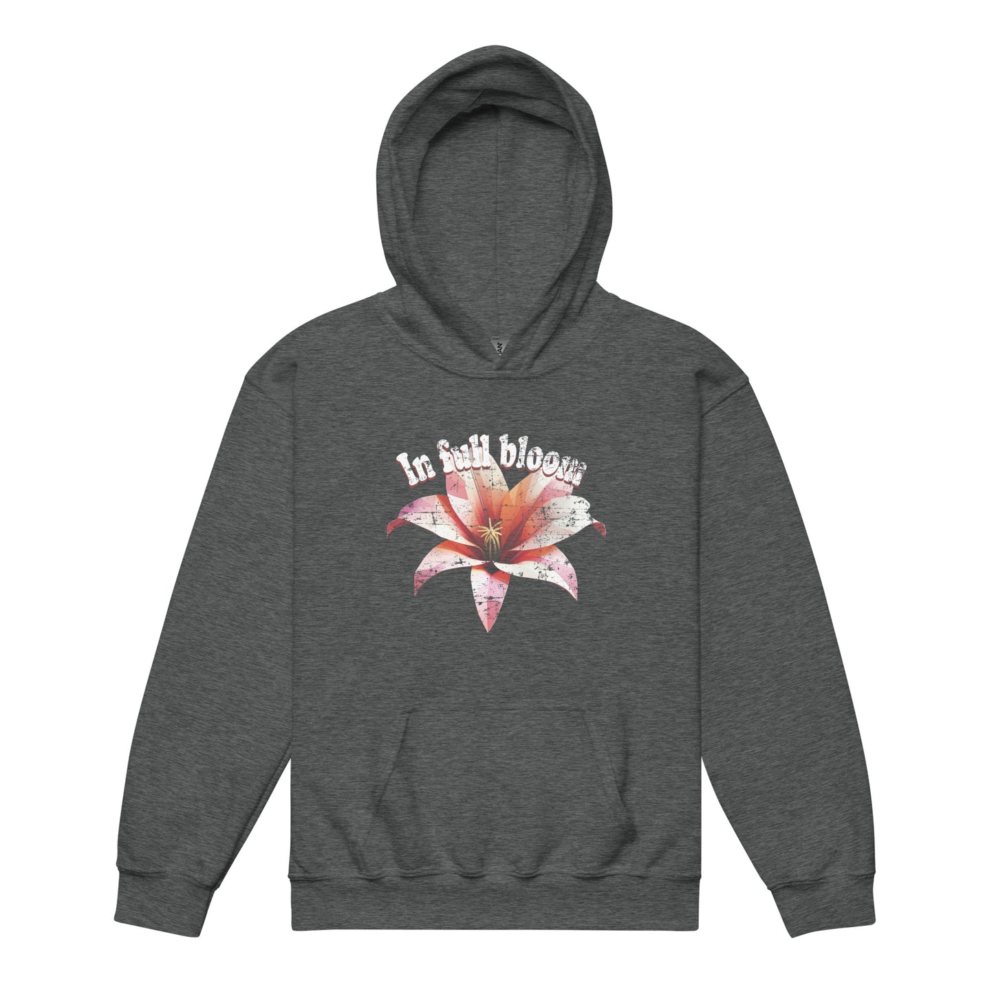 Dark Heather In Full Bloom Soft kids floral hoodie – cozy and stylish everyday wear by BimBangDesign