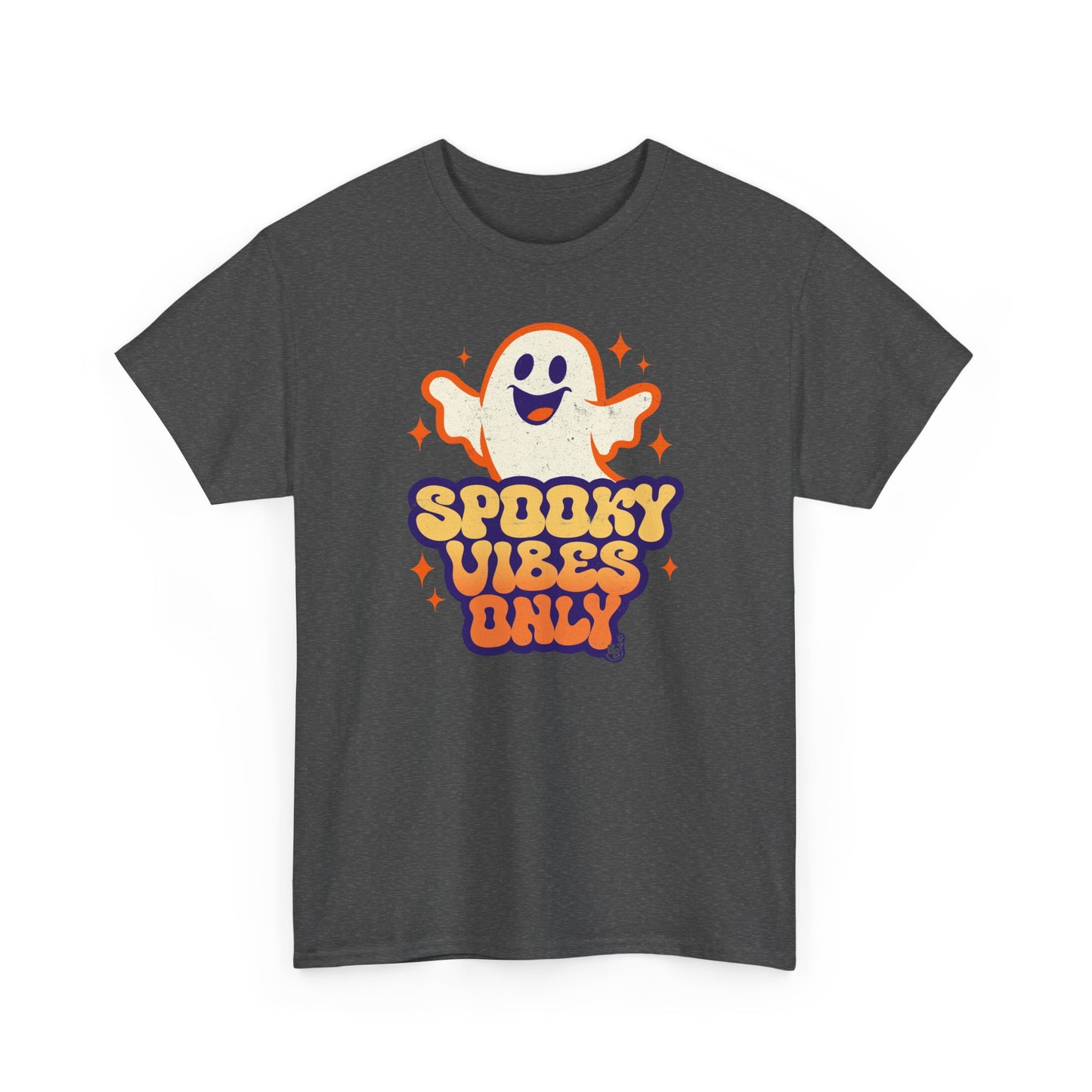Dark Heather Spooky vibes only t-shirt for halloween and cartoon ghost Fans BimBangDesign