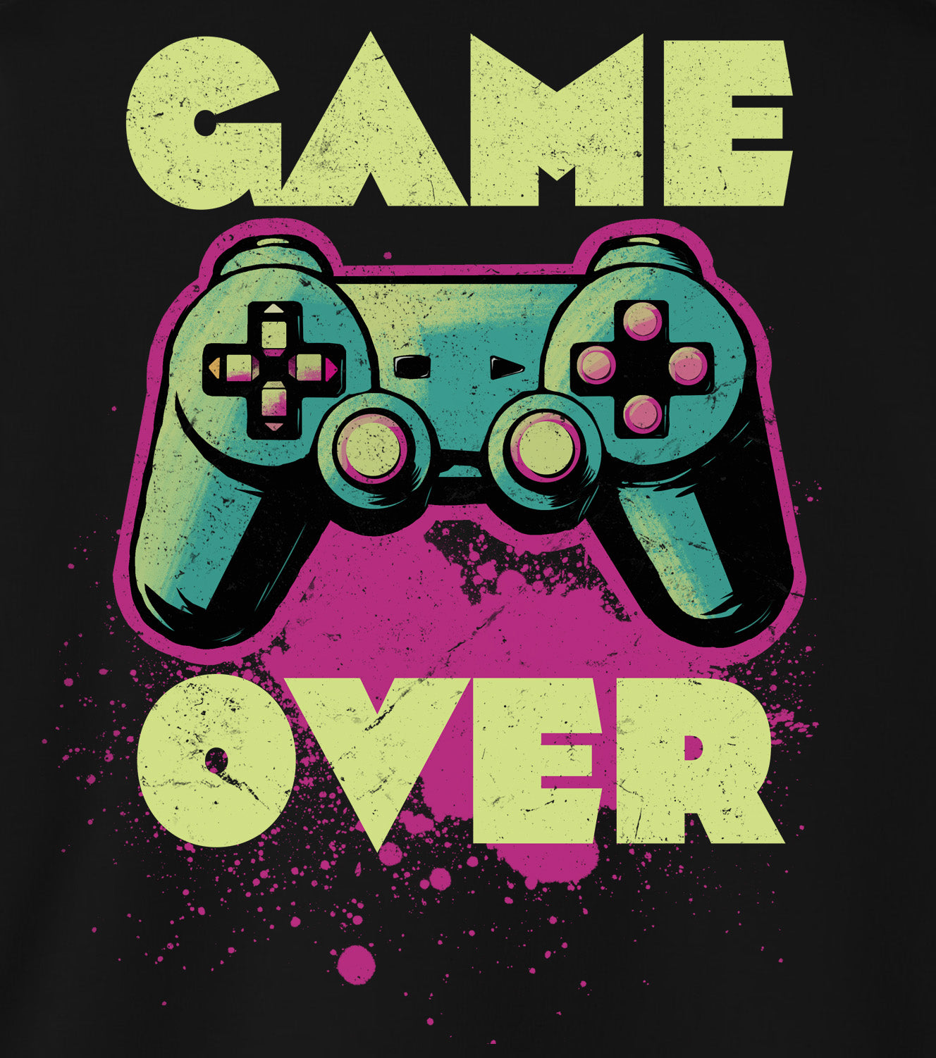 Kid wearing Game Over of Gildan 18000B sweatshirt details – retro gaming design by BimBangDesign