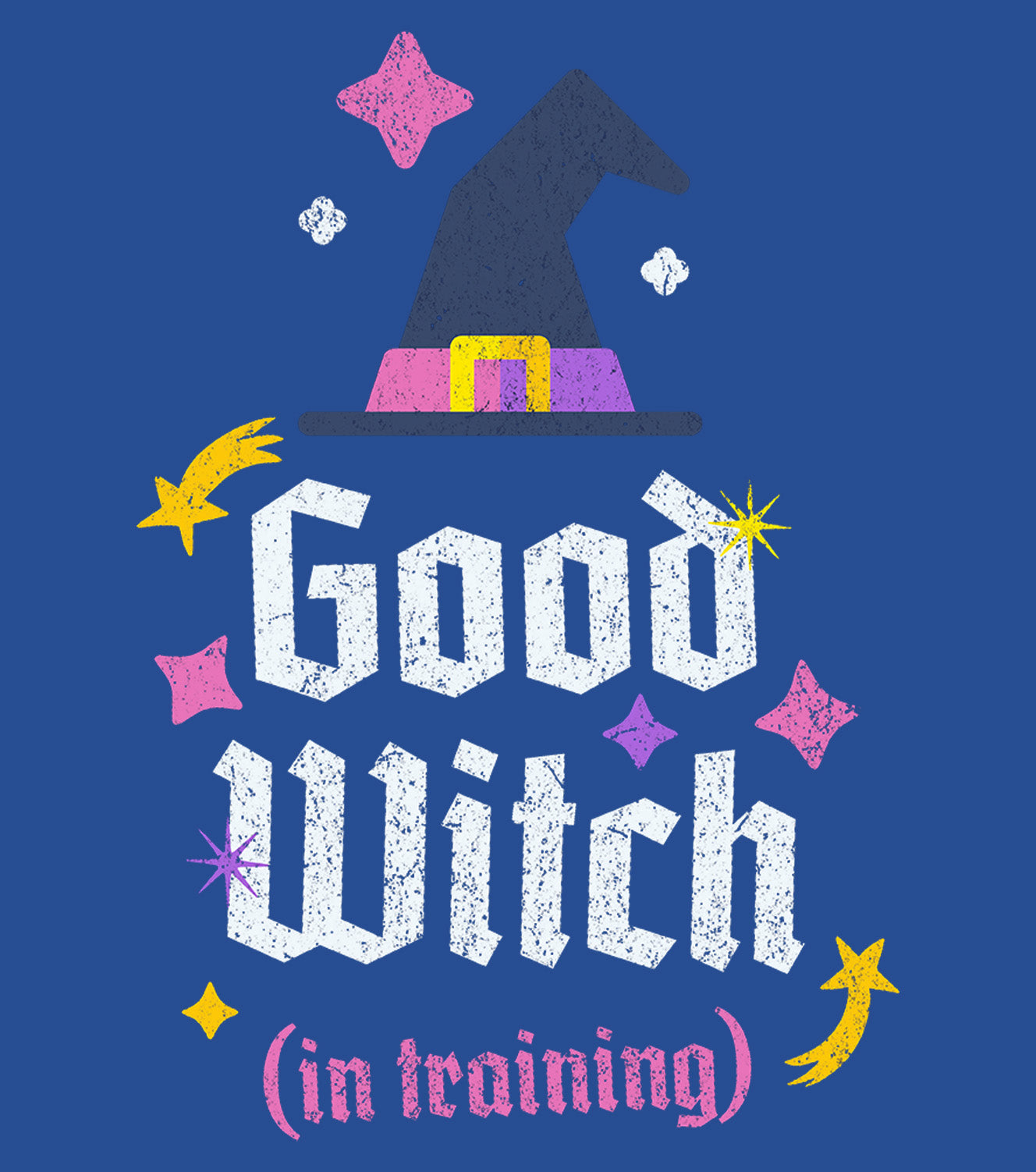 Good Witch in Training kids sweatshirt details – cool witchy design with stars and sparkles BimBangDesign