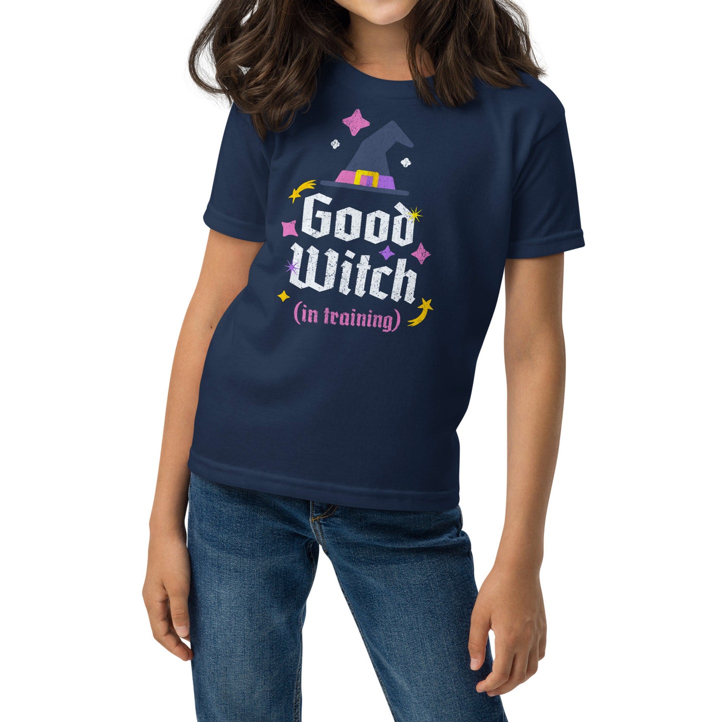 Girl wearing Good Witch In Training kids tee by BimBangDesign