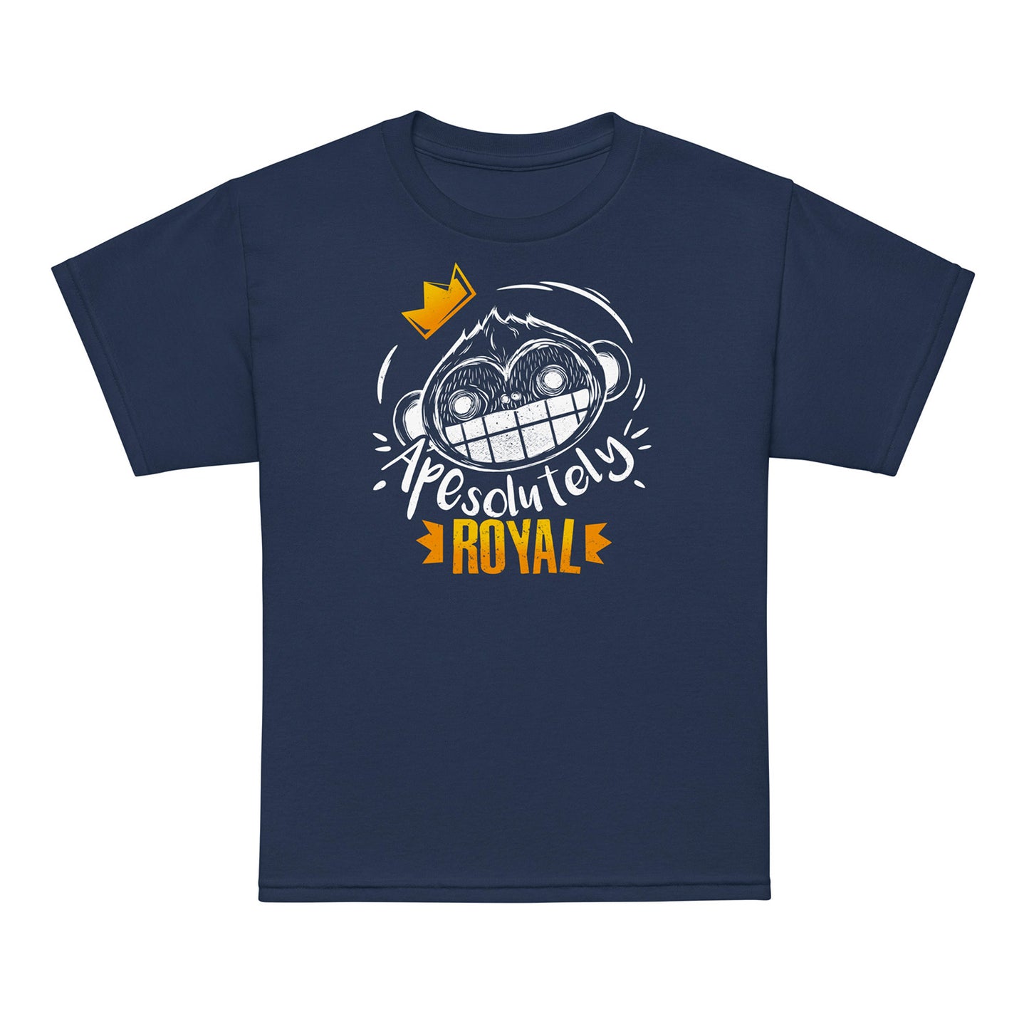 Navy ApeSolutely Royal kids t-shirt – crowned monkey design – BimBangDesign