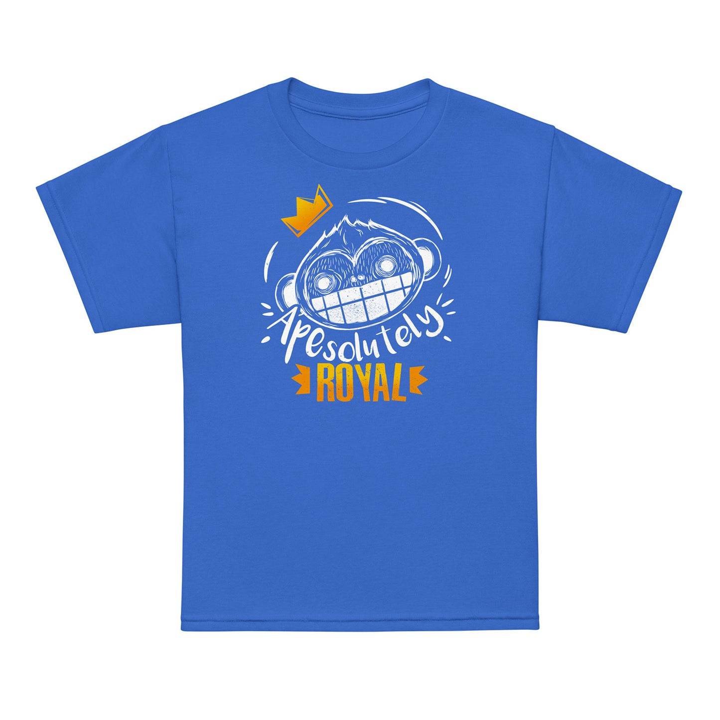 Royal Blue ApeSolutely Royal kids t-shirt – crowned monkey design – BimBangDesign