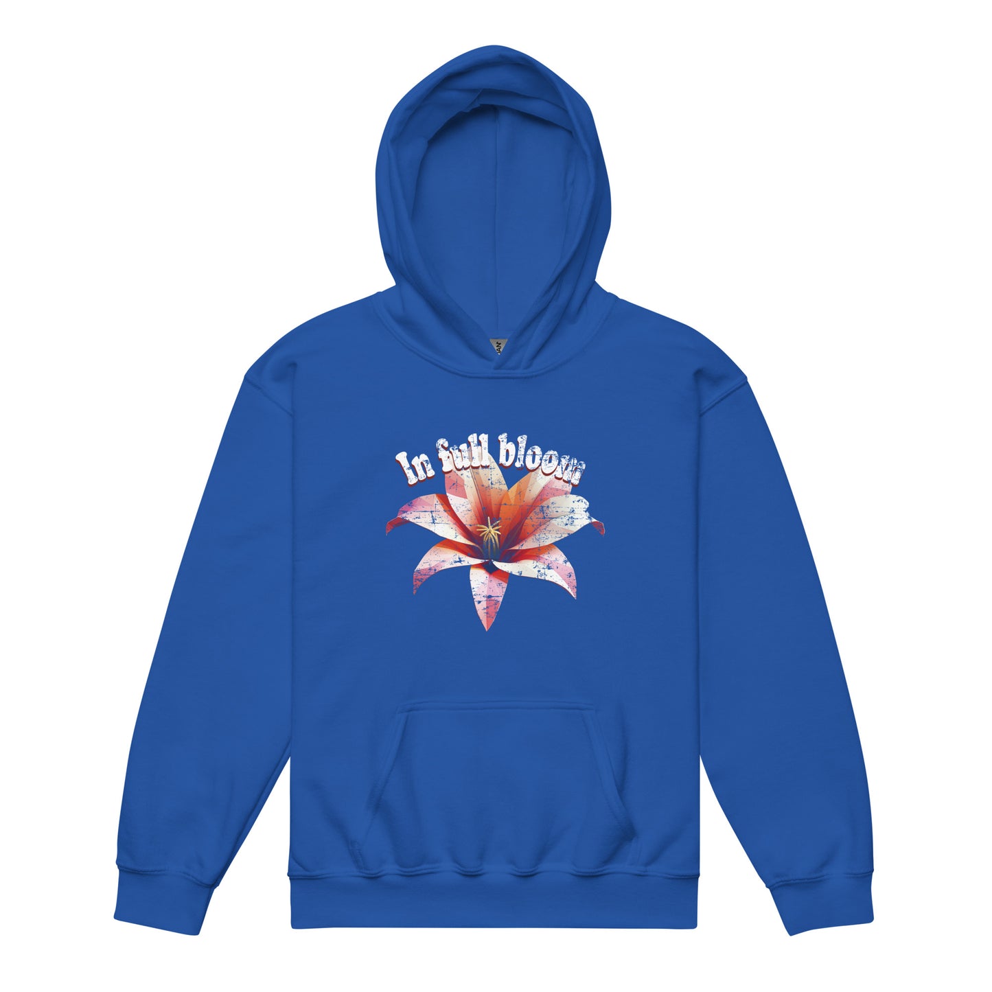 Royal Blue In Full Bloom Soft kids floral hoodie – cozy and stylish everyday wear by BimBangDesign