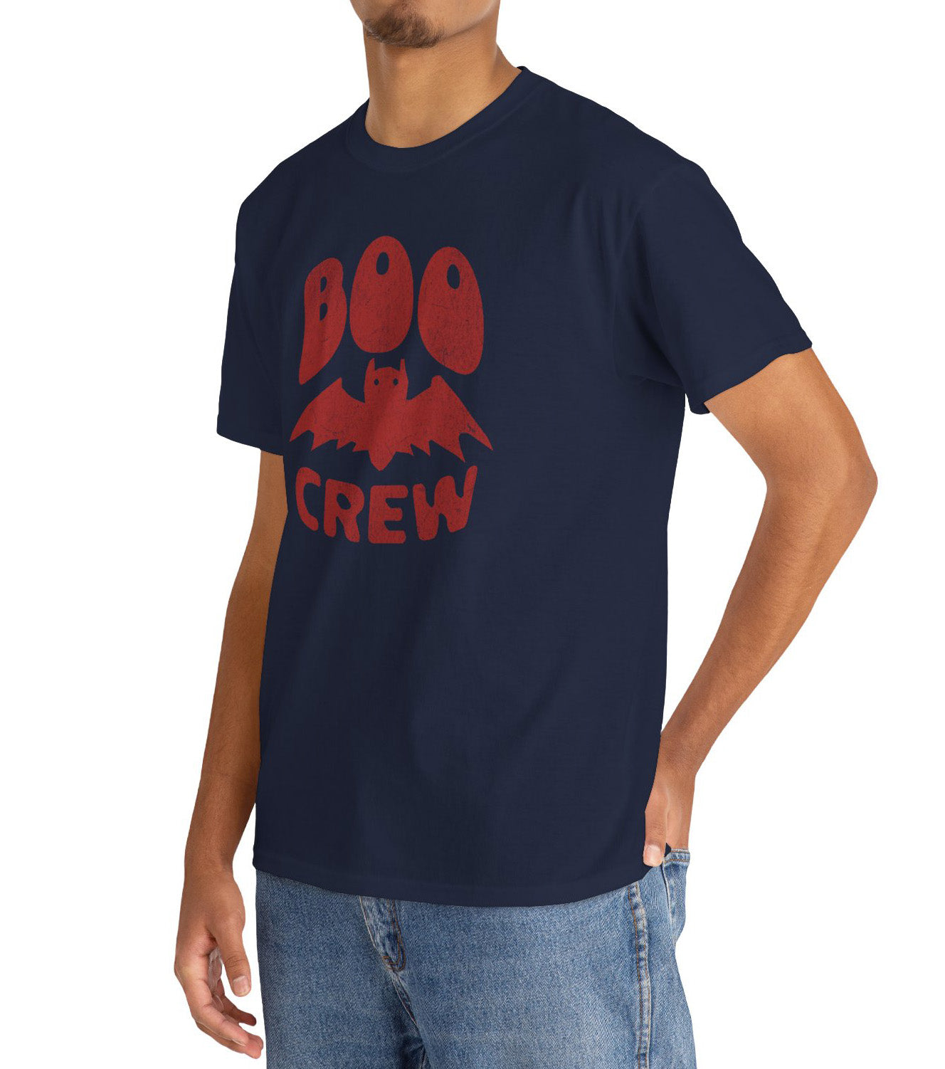 Boo Crew t-shirt for halloween and minimalist vampire bat fans BimBangDesign