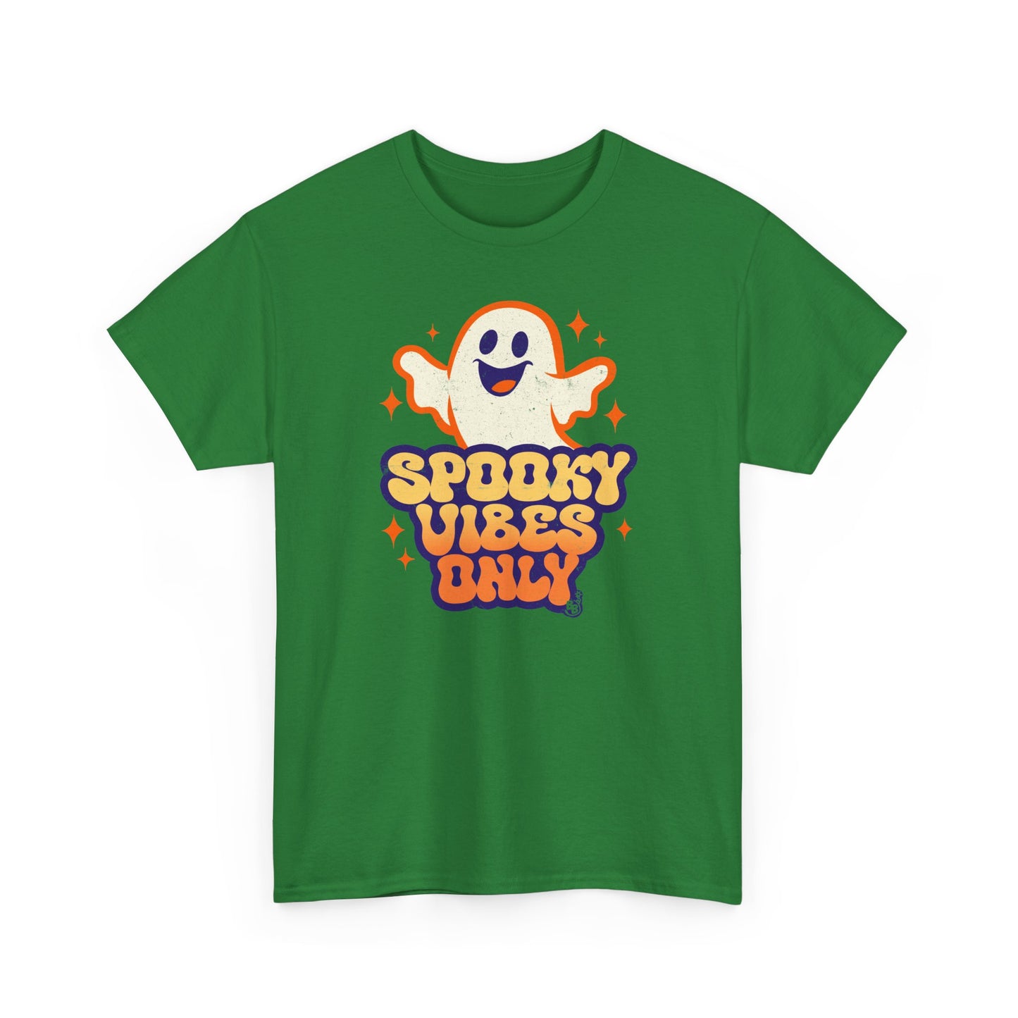 Turf Green Spooky vibes only t-shirt for halloween and cartoon ghost Fans BimBangDesign