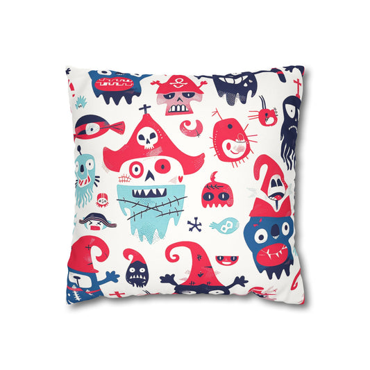 Cartoon Pirate Skulls - Faux Suede Pillowcase