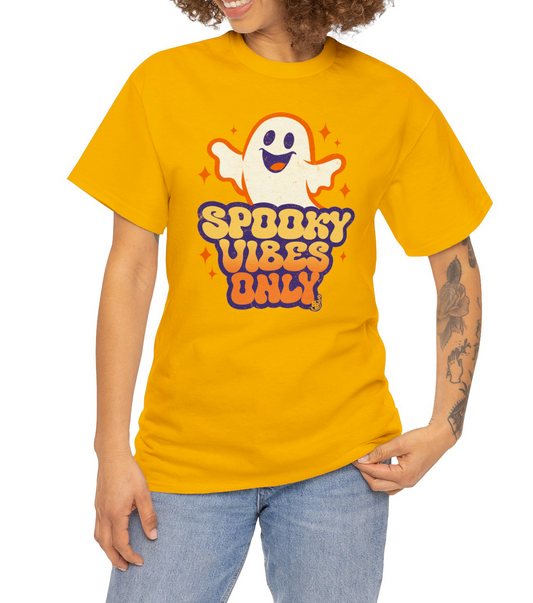 Spooky Vibes Only – Vintage Ghost Halloween T-Shirt | BimBangDesign