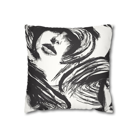 Abstract Faces- Faux Suede Pillowcase