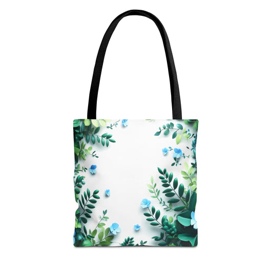 Elegant Blue Floral Tote Bag, Eco-Friendly