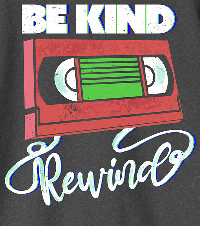 Be Kind Rewind Hoodie Details retro typographic style, VHS inspiration BimBangDesign