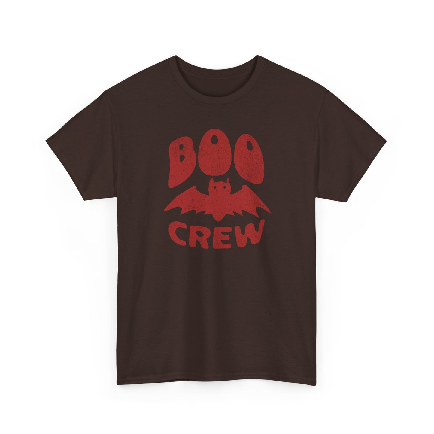 Dark Chocolate Boo Crew t-shirt for halloween and minimalist vampire bat fans BimBangDesign