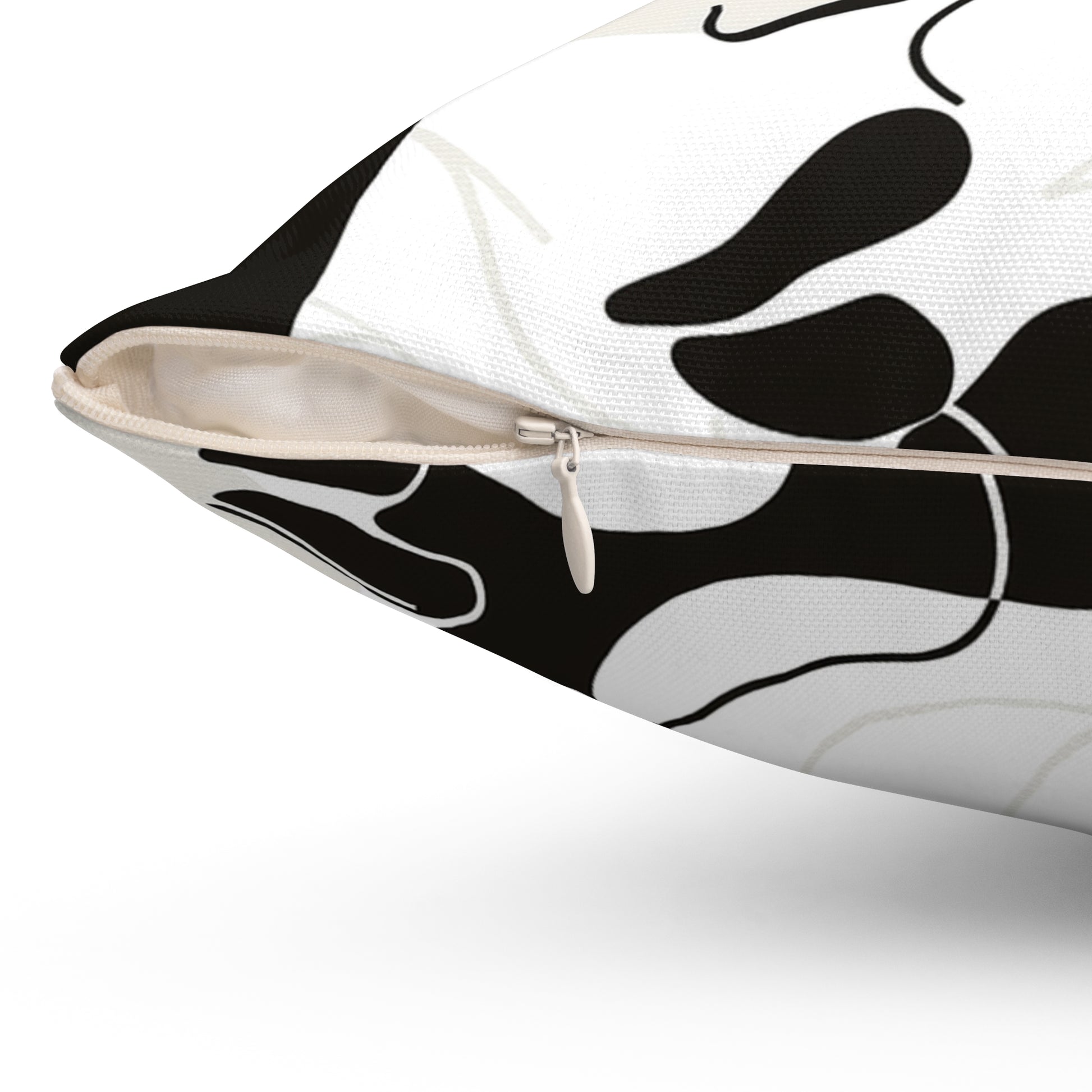 Decorative Pillow Details Featuring Arty Feminine profiles, in soft black and white as home decor accessories BimBangDesign