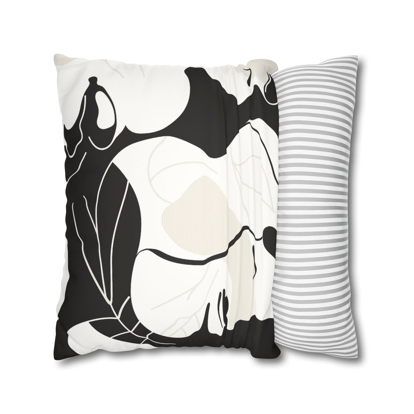 Decorative Pillowcase use context Featuring Arty Feminine profiles, in soft black and white as home decor accessories BimBangDesign