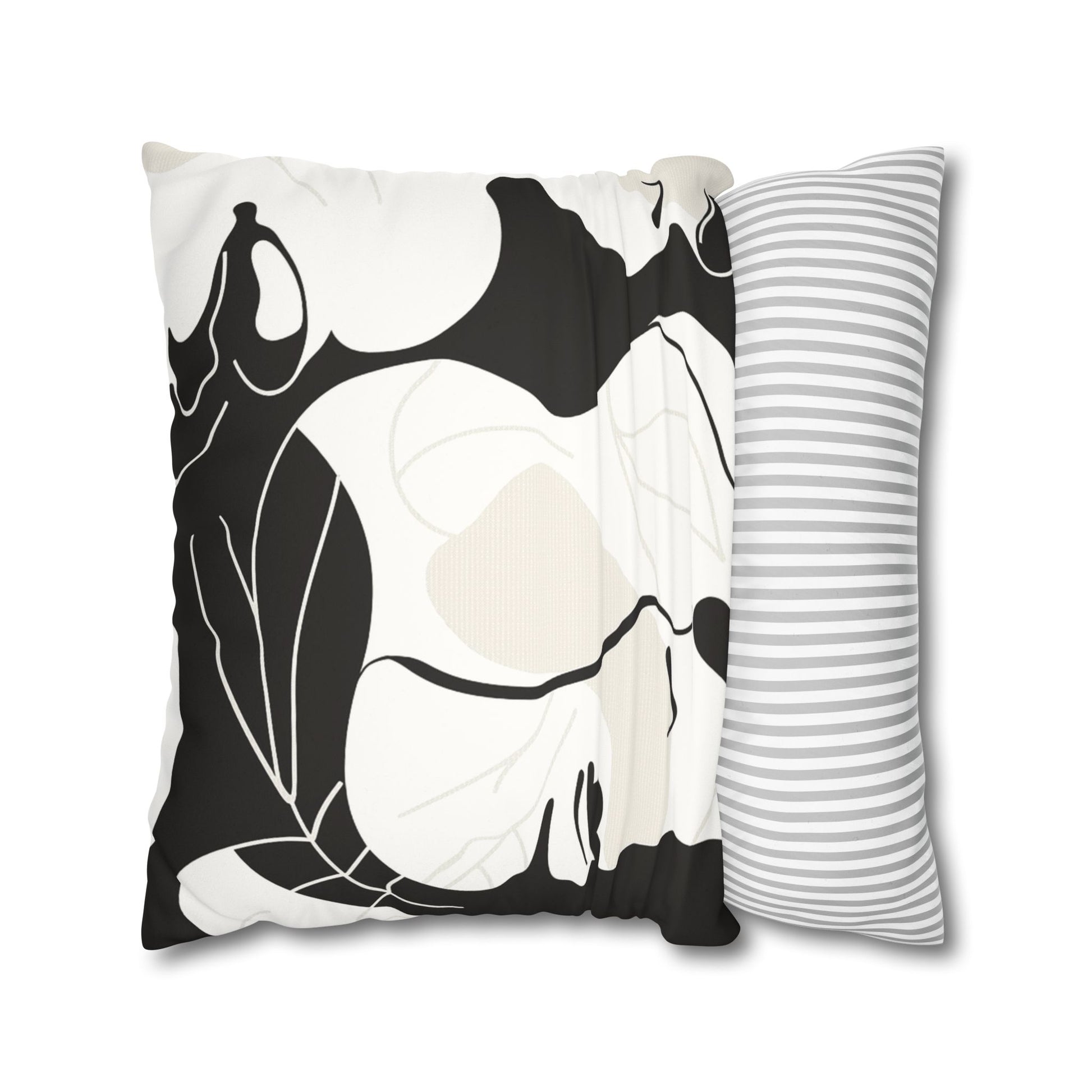 Decorative Pillowcase use context Featuring Arty Feminine profiles, in soft black and white as home decor accessories BimBangDesign