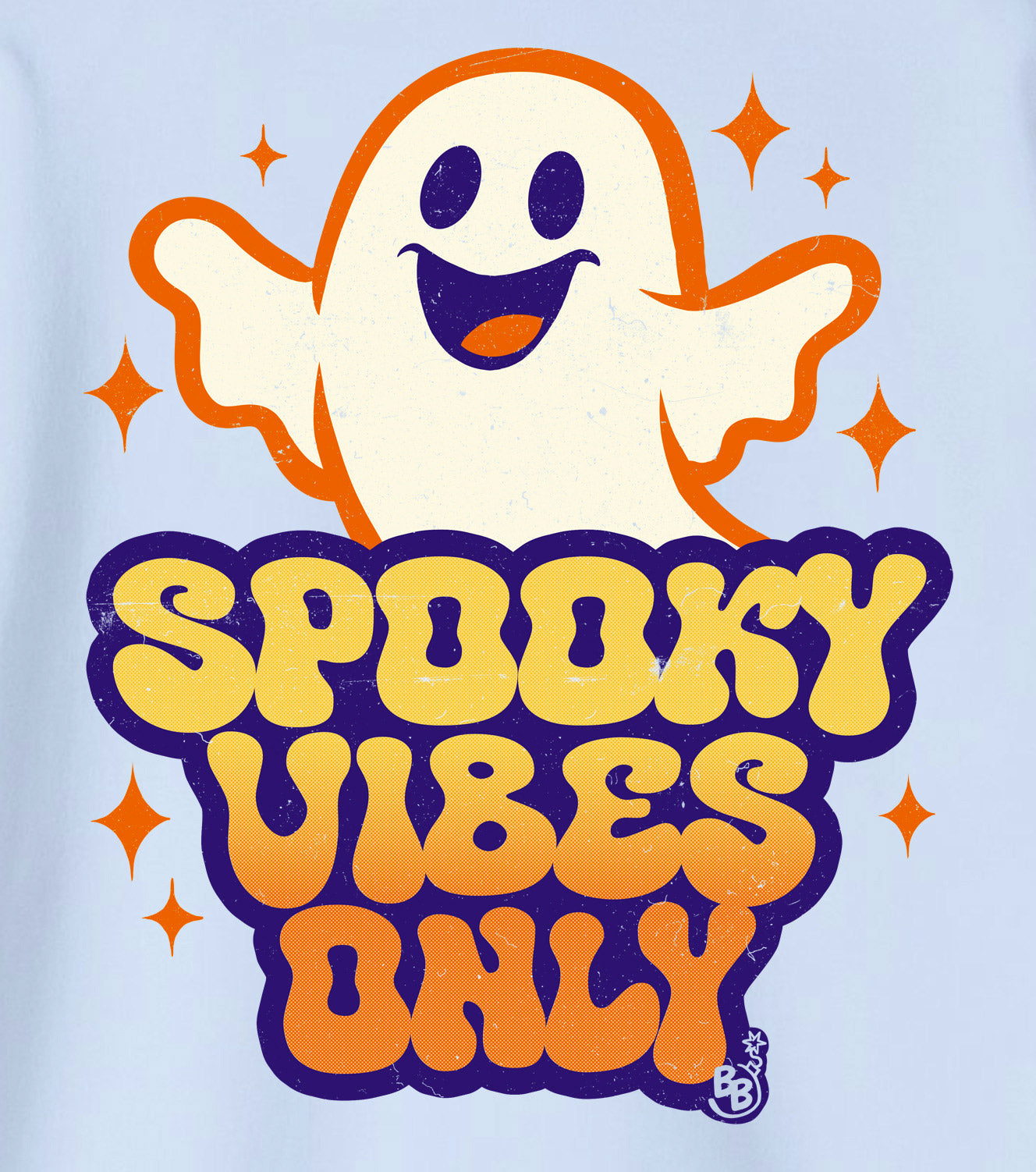 Spooky Vibes Only Hoodie Details of funny ghost art for adults that love vintage halloween cartoon BimBangDesign