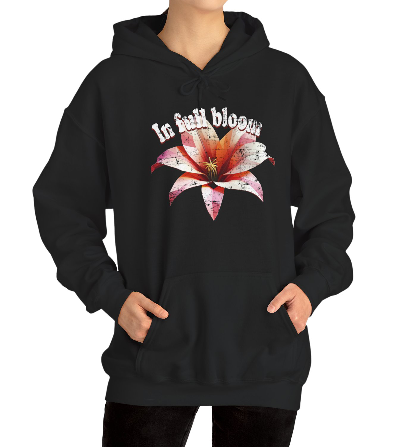 In Full Bloom Hoodie with minimalist flower design and pastel tones BimBangDesign