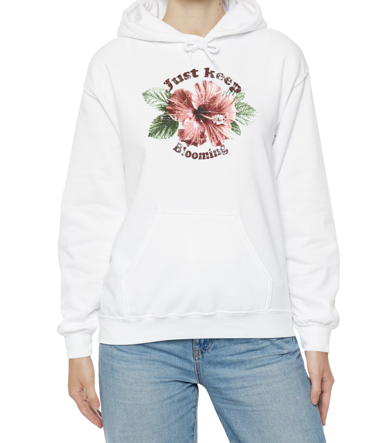 Keep Blooming floral hoodie with soft tones and empowering vibe BimBangDesign