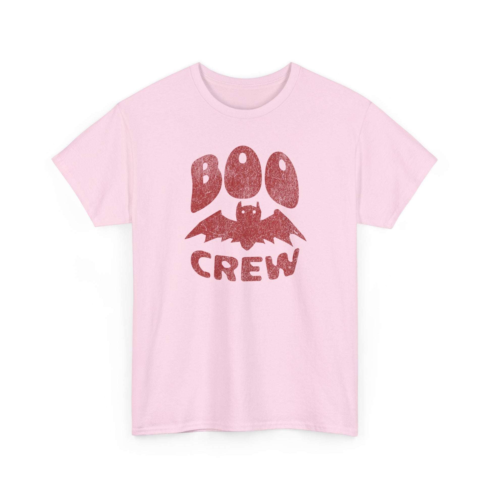 Light Pink Boo Crew t-shirt for halloween and minimalist vampire bat fans BimBangDesign