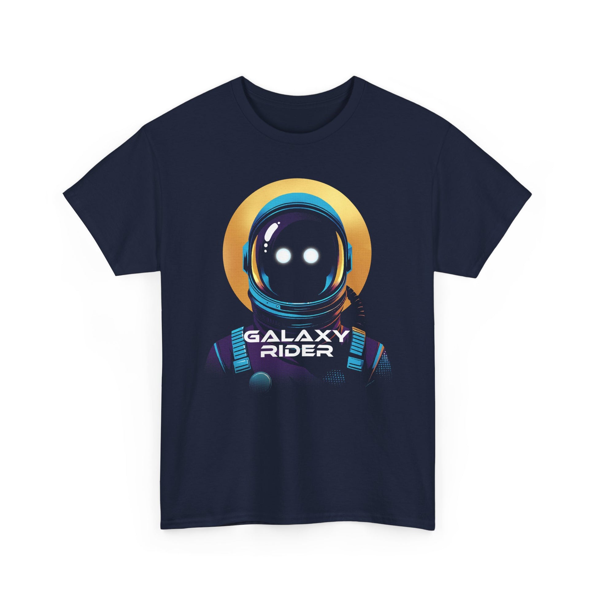 Navy Variant Galaxy Rider t-shirt with a cosmic design for space enthusiasts BimBangDesign