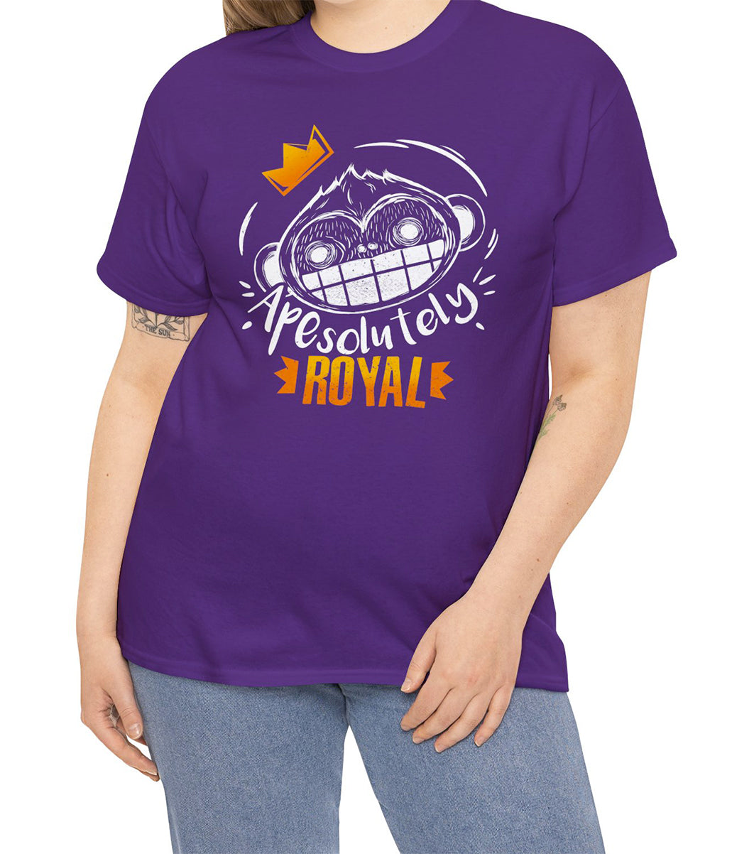 ApeSolutely Royal T-shirt with crowned monkey head, cartoon style BimBangDesign