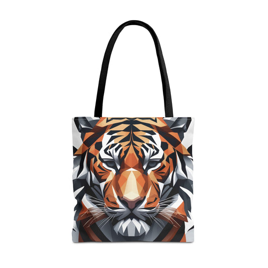 Eco-conscious Reusable and Durable Graphic Tiger Close-Up Low-Poly Design Lightweight Tote Bag BimBangDesign