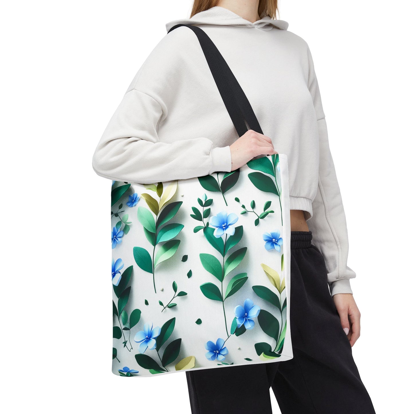 Reusable and Durable Nature Minimalism Graphic Blossoms and Low Poly Design Lightweight Tote Bag, used by an eco-conscious person, BimBangDesign
