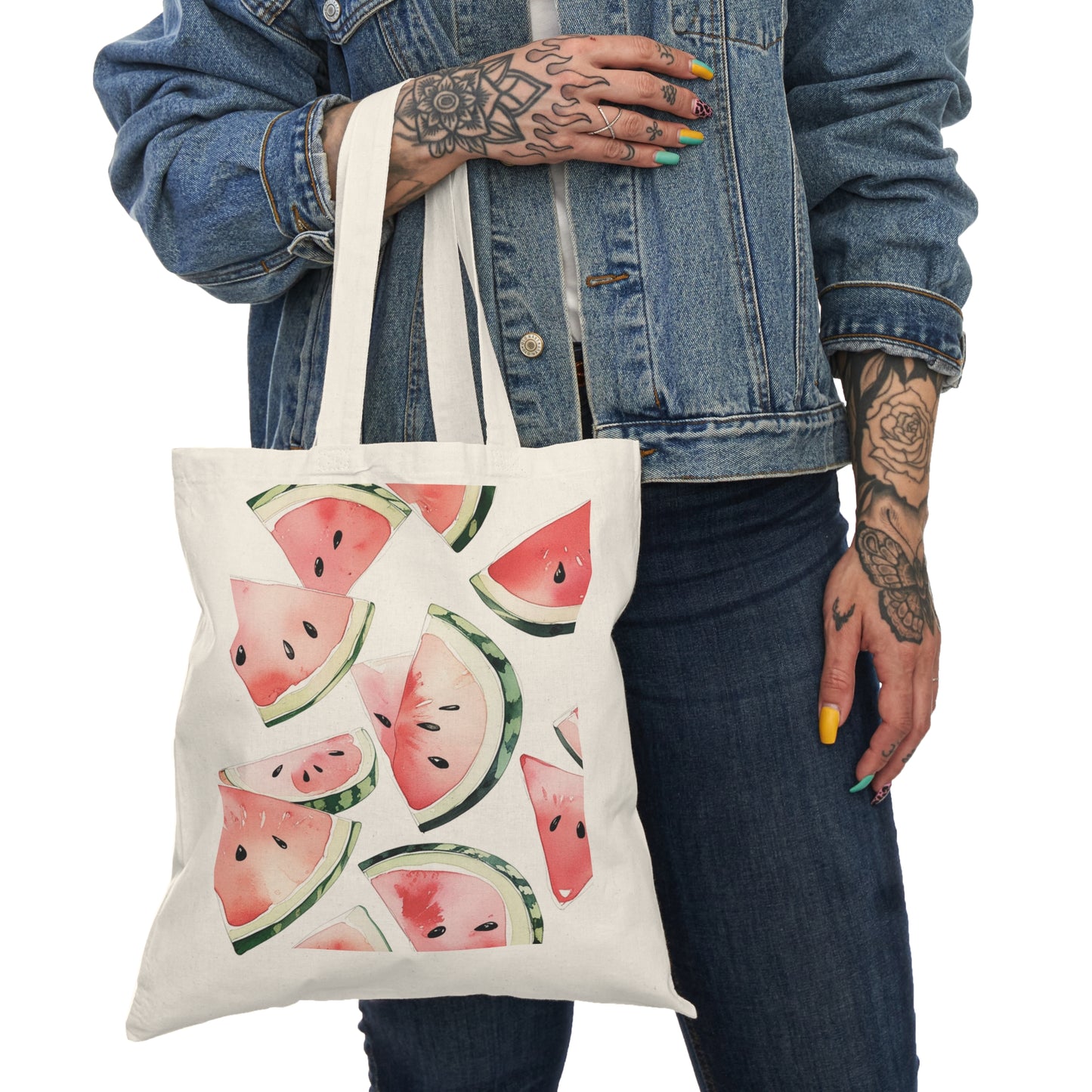Reusable and Durable watermelon Inspired Lightweight Tote Bag Used by an Eco-conscious holder BimBangDesign