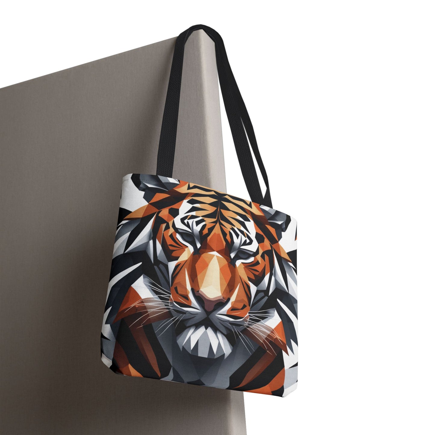 Eco-conscious Reusable and Durable Graphic Tiger Close-Up Low-Poly Design Lightweight Suspended Tote Bag BimBangDesign