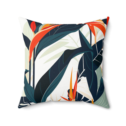 Vibrant Tropical Decorative Pillow of exotic paradise flowers for laid-back island vibes home decor accessories BimBangDesign