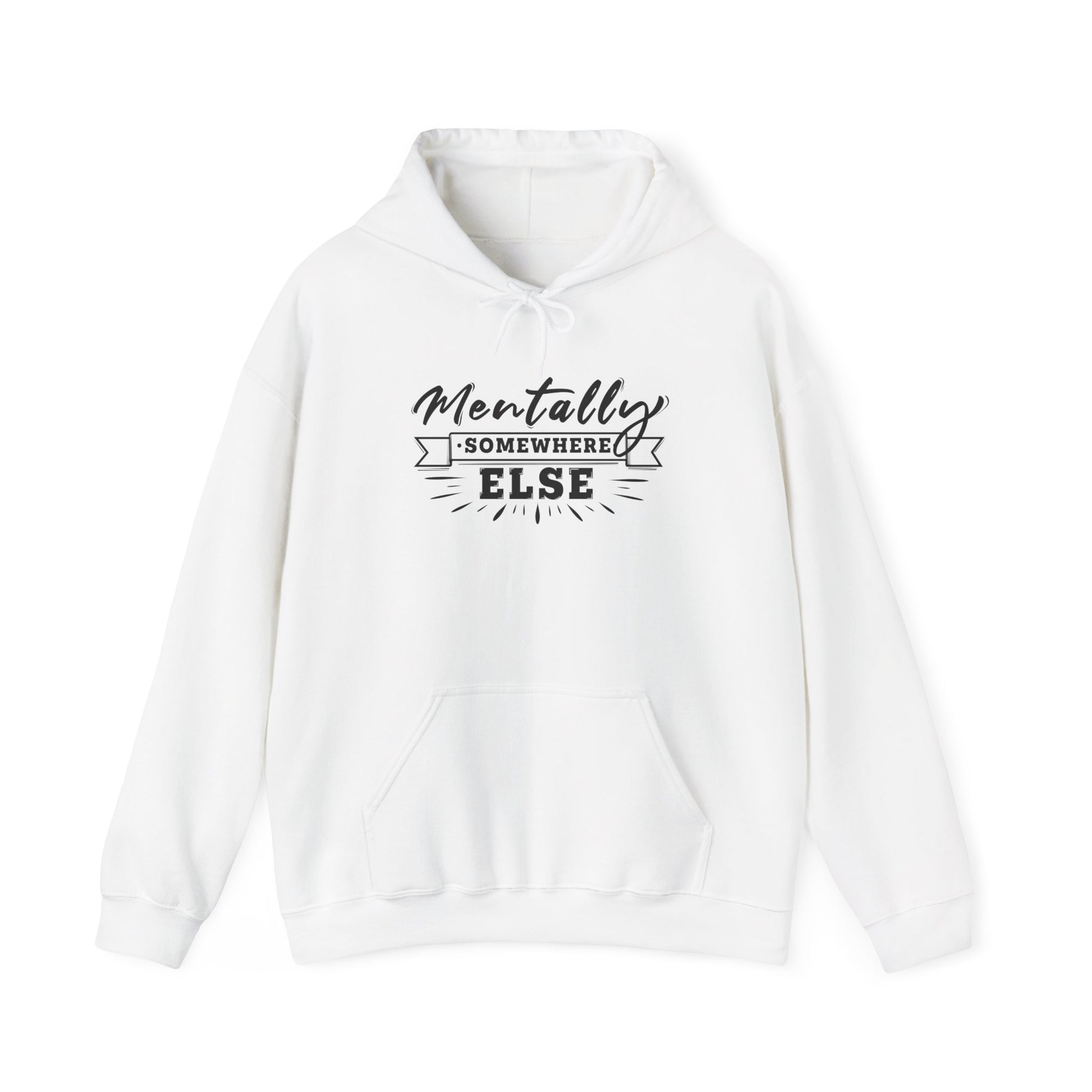 Mentally Somewhere Else White Hoodie For any pensive person and daydreamers BimBangDesign