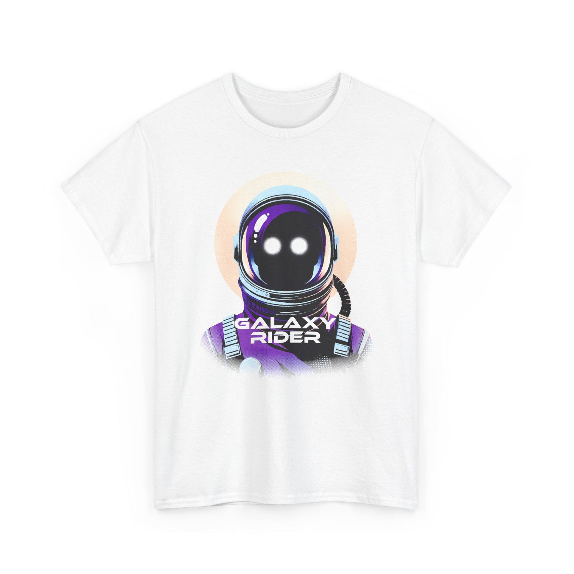 White Variant Galaxy Rider t-shirt with a cosmic design for space enthusiasts BimBangDesign