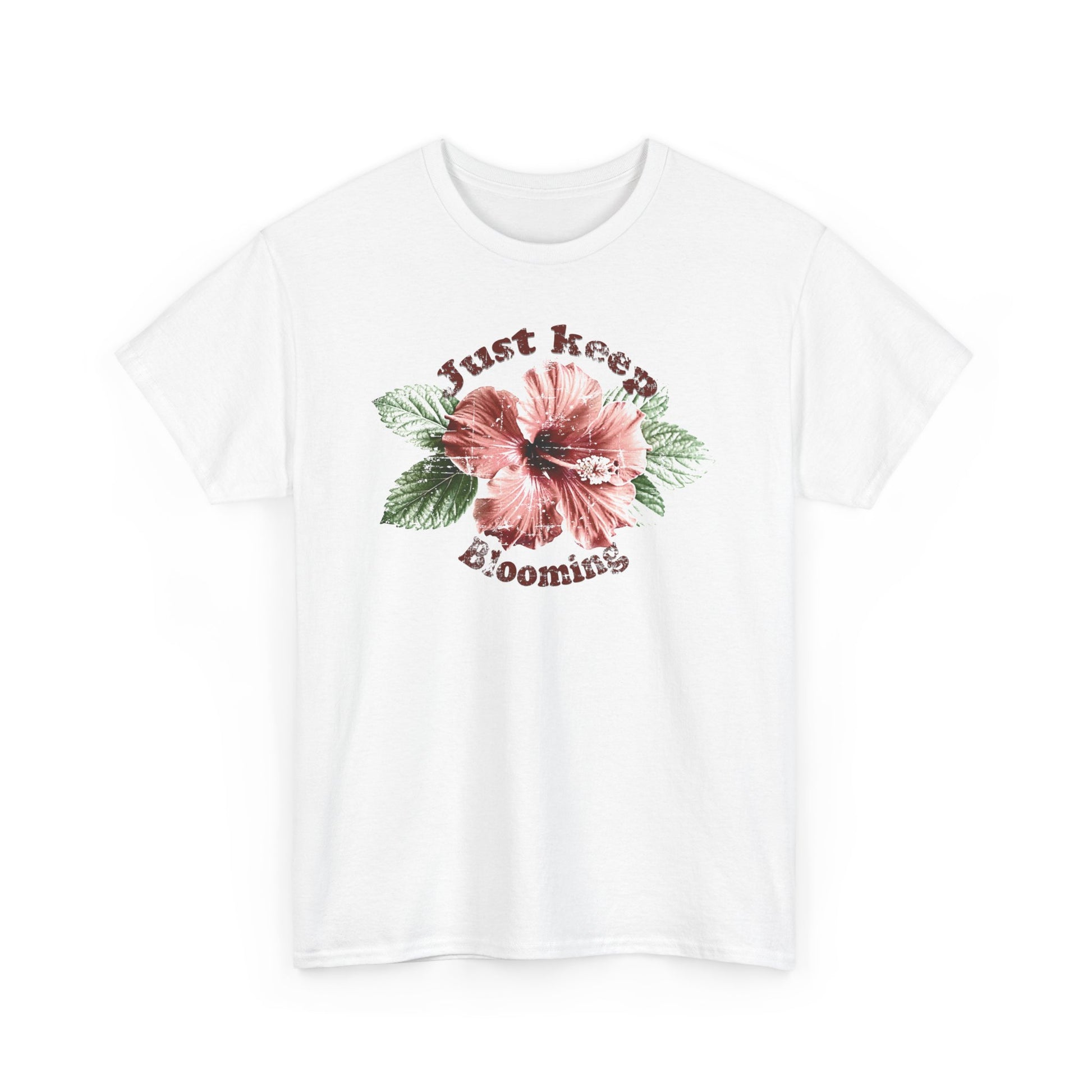 Keep Blooming floral White t-shirt with soft tones and empowering vibe BimBangDesign