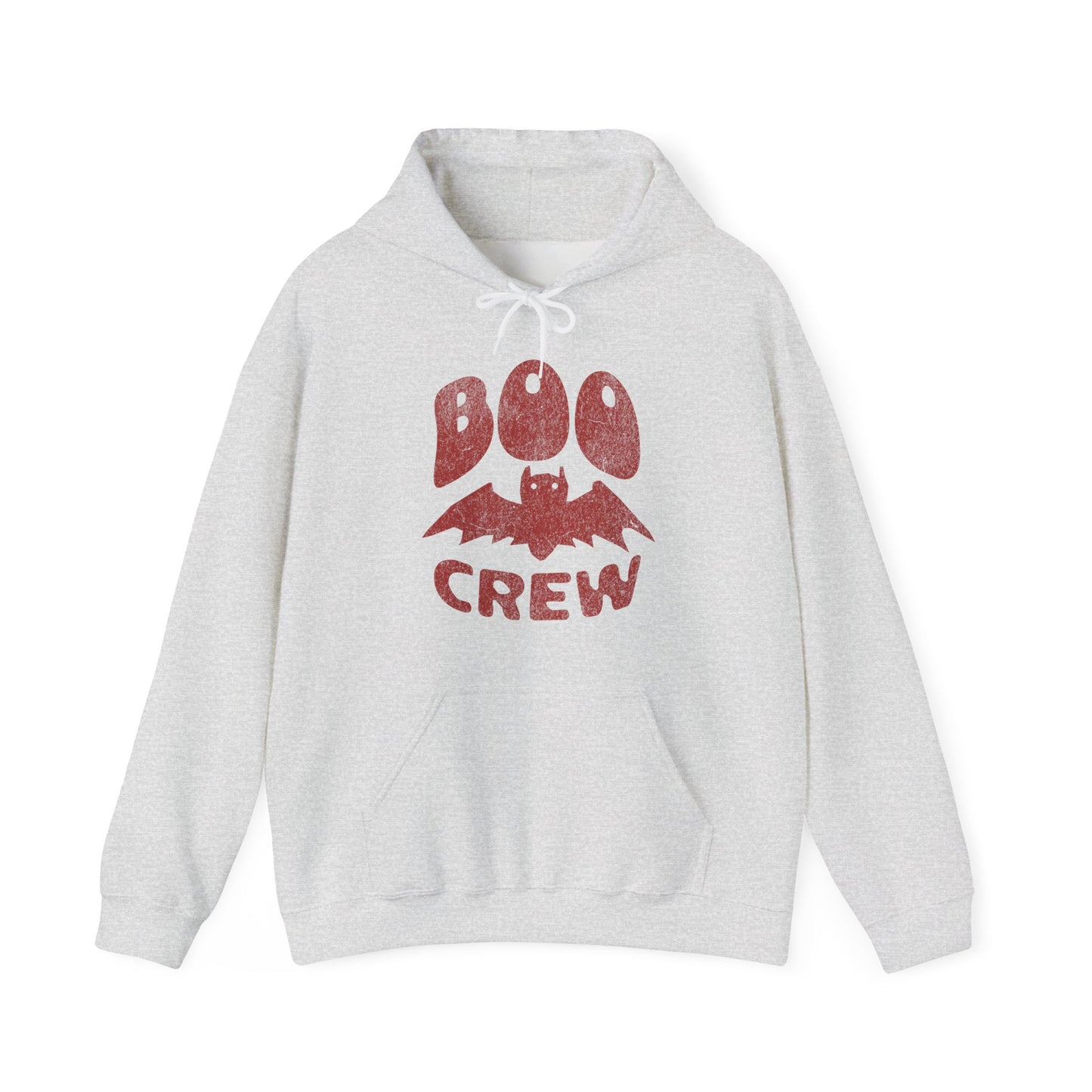 Ash Boo Crew Halloween hoodie with cute bat illustration – cozy unisex fall pullover by BimBangDesign