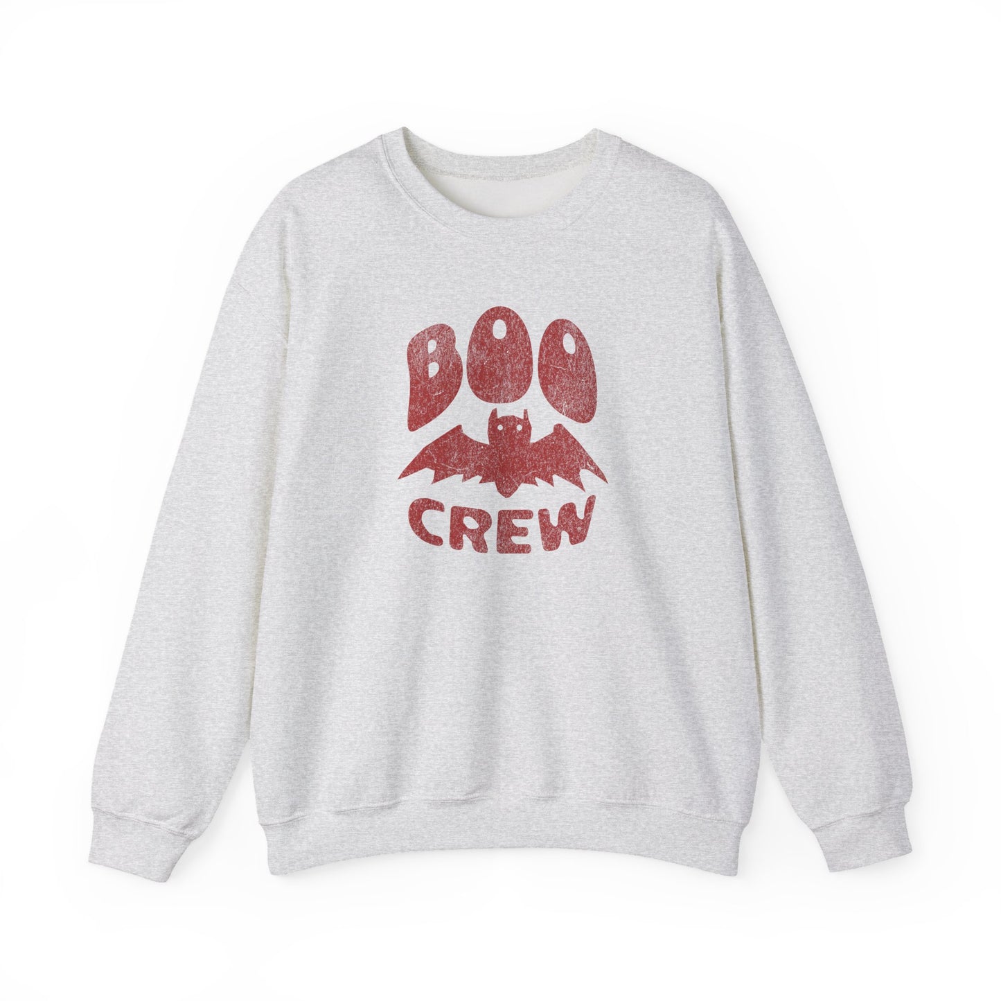 Ash Boo Crew Halloween sweatshirt with cute bat illustration – cozy unisex fall pullover by BimBangDesign