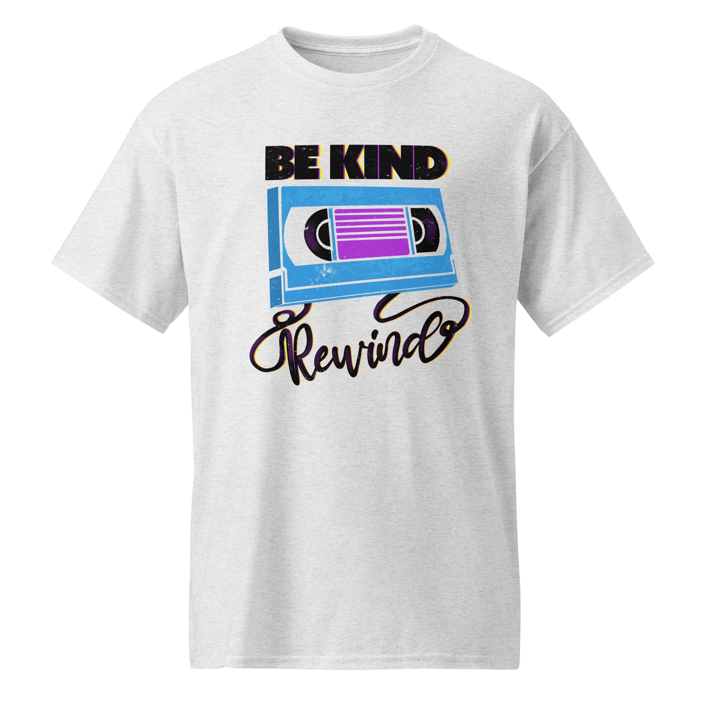Ash Be Kind Rewind T-shirt, retro typographic style, VHS inspiration, BimBangDesign
