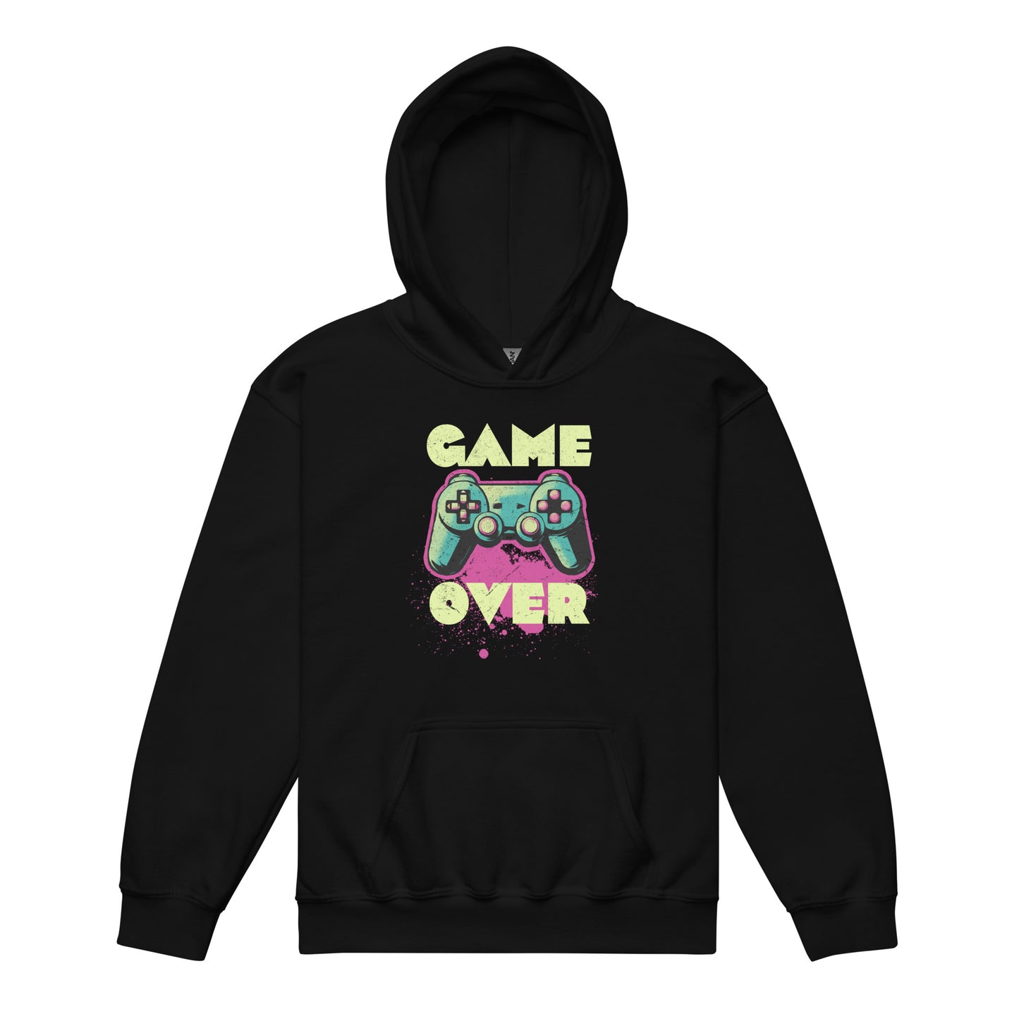 Black Retro gaming style hoodie for boys and girls – Game Over design by BimBangDesin