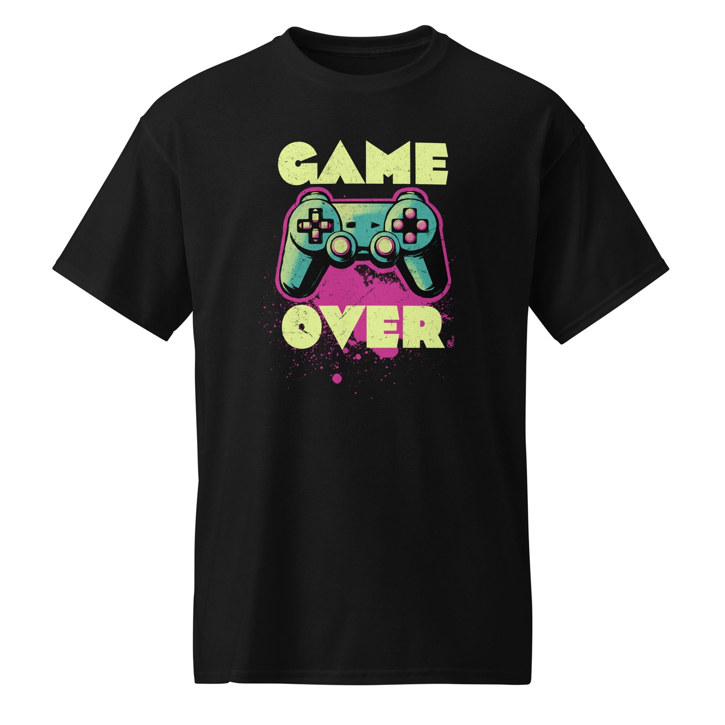 Black Game Over t-shirt retro neon colors art for gamers BimBangDesign