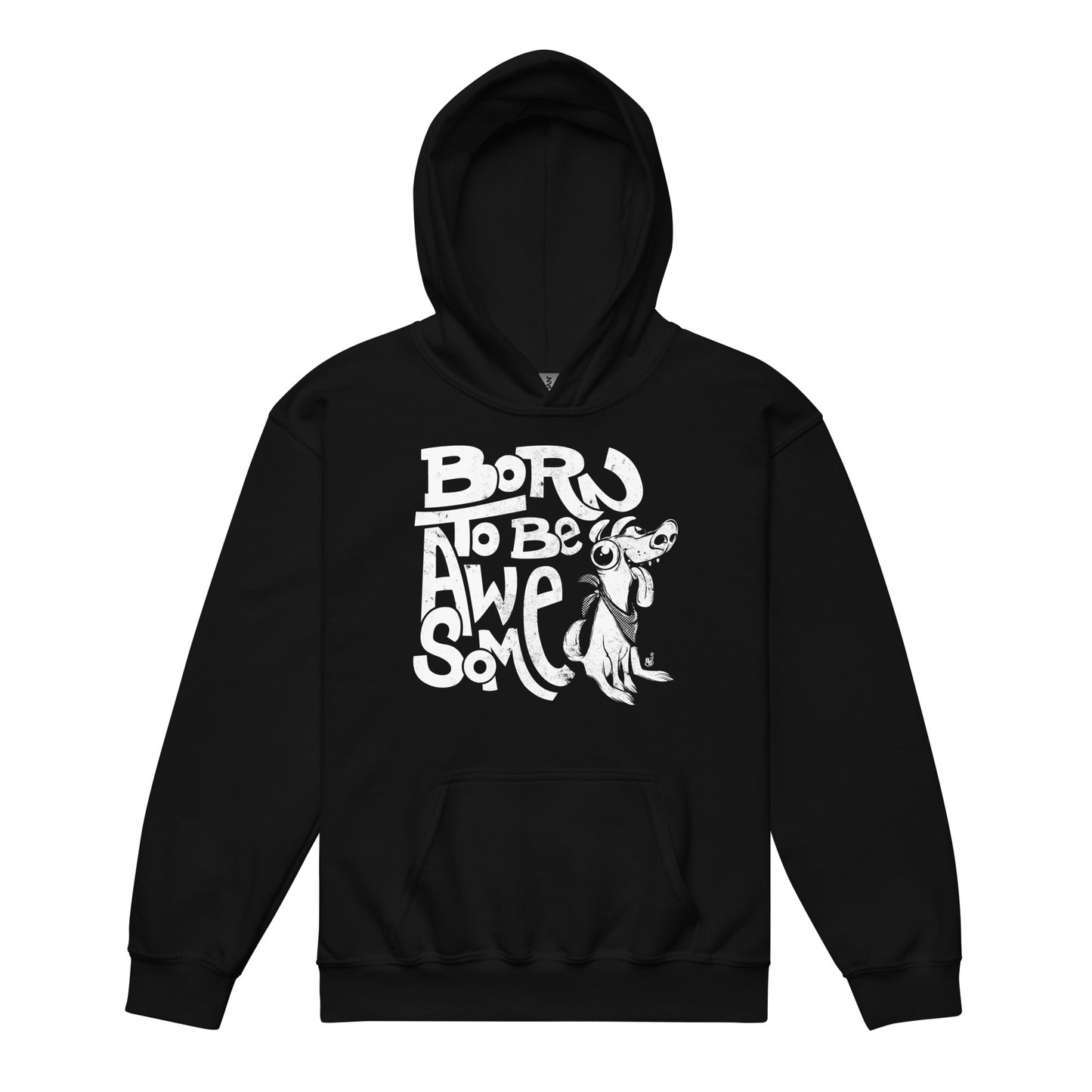 Black Funny statement kids hoodie with confident message "Born to Be Awesome" BimBangDesign