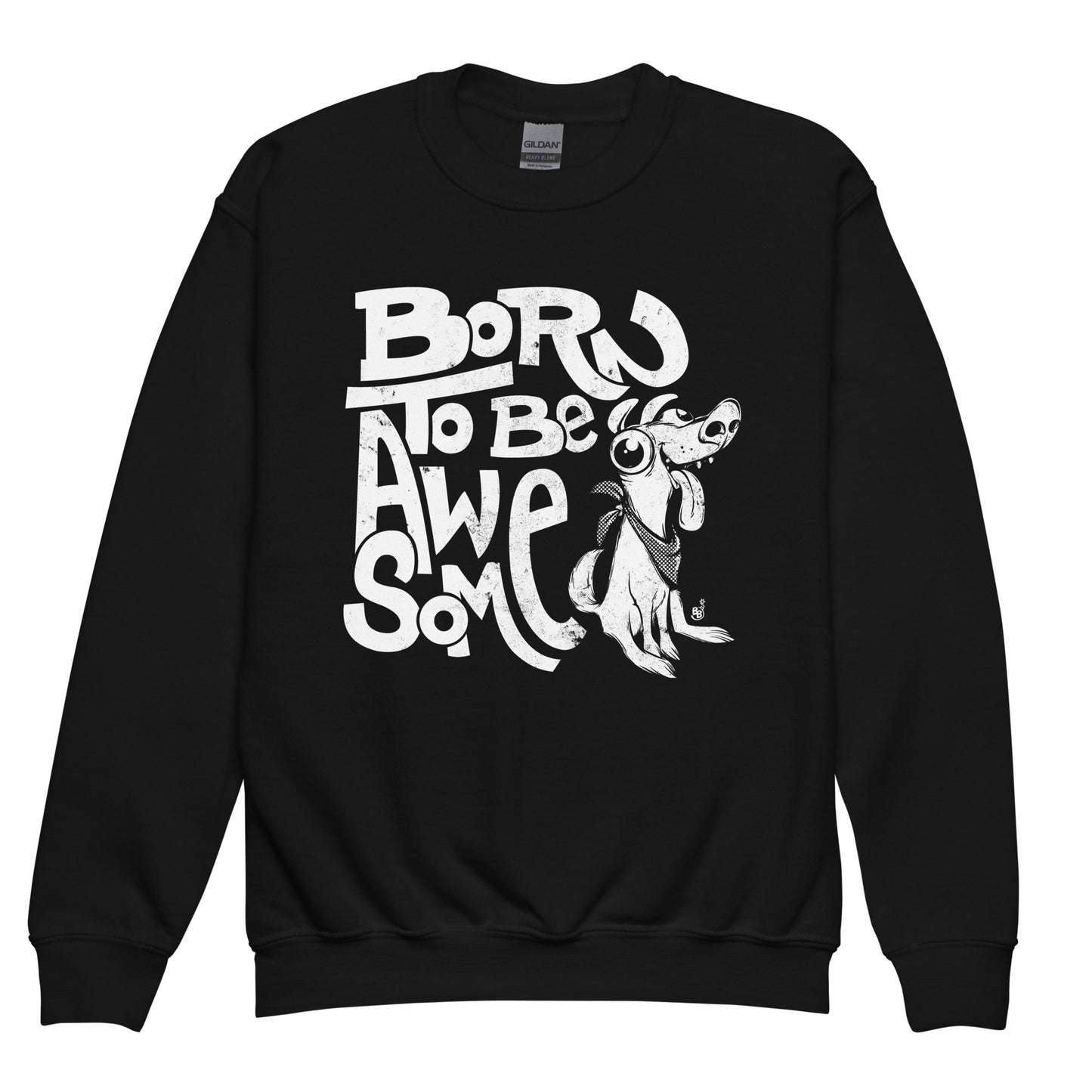 Black Funny statement kids sweatshirt with confident message "Born to Be Awesome" BimBangDesign