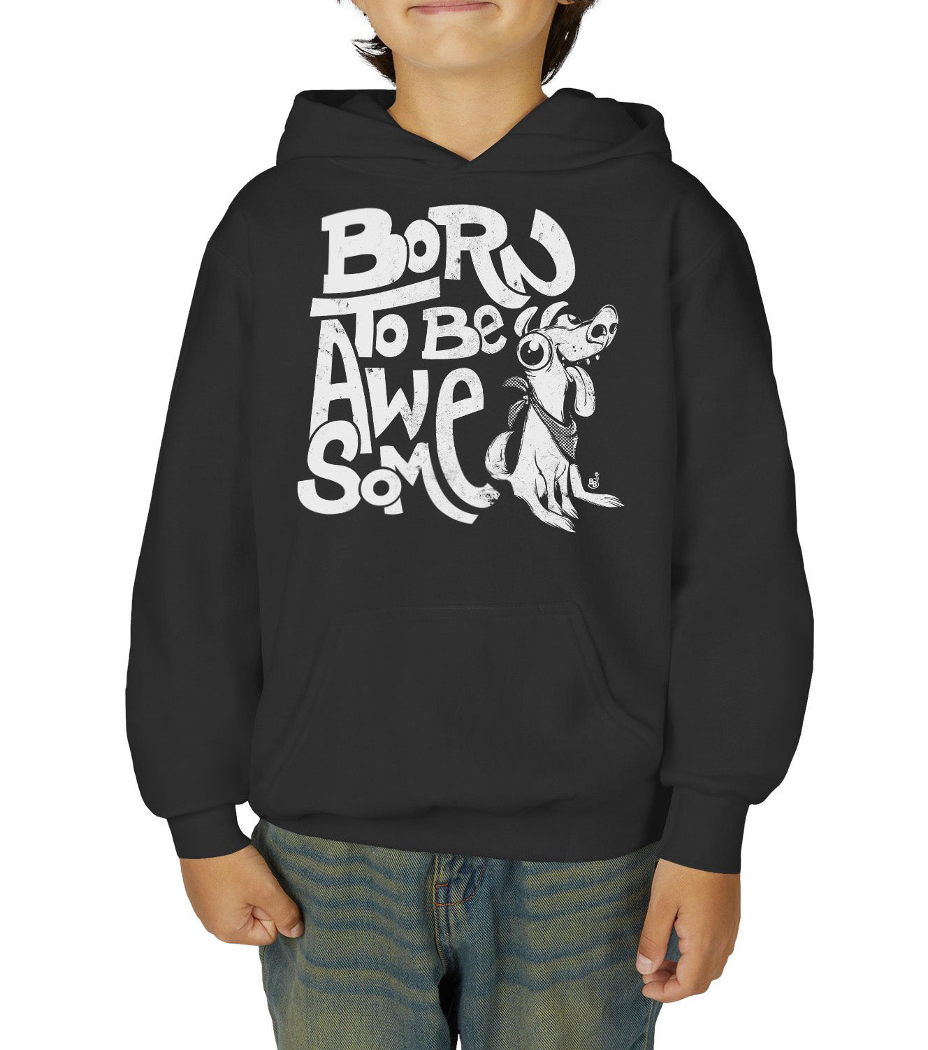 Funny statement kids hoodie with confident message "Born to Be Awesome" BimBangDesign