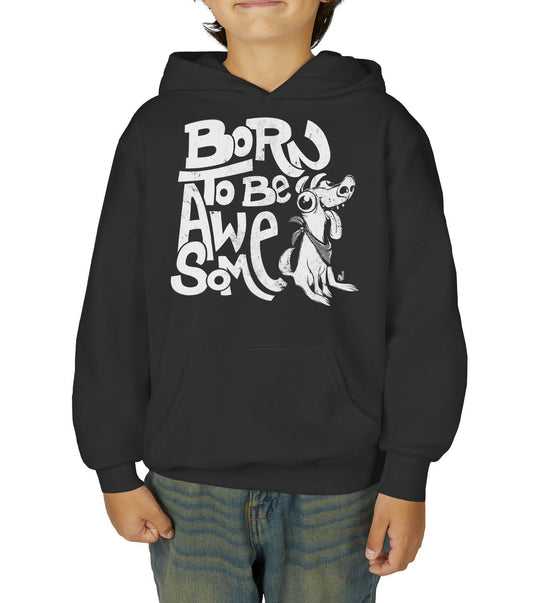 Funny statement kids hoodie with confident message "Born to Be Awesome" BimBangDesign