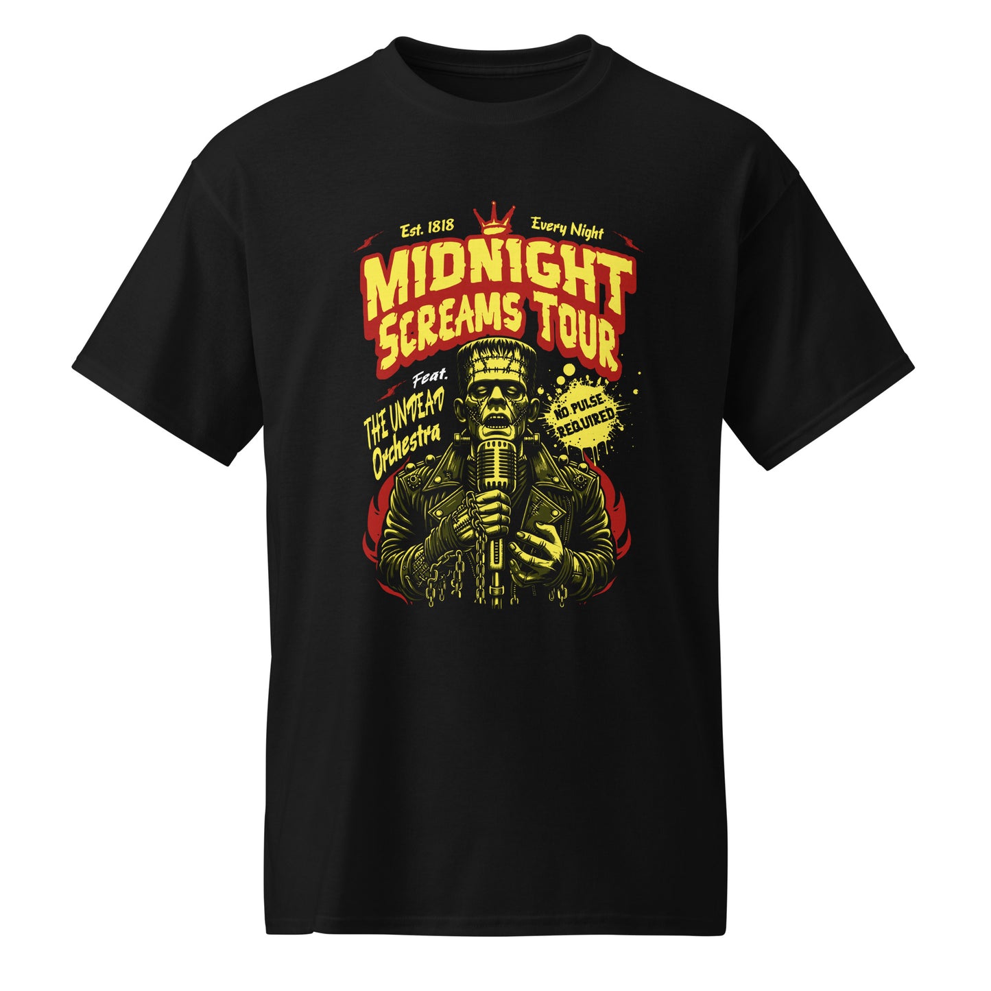 Black Midnight Screams Tour t-shirt – Frankenstein concert poster design – BimBangDesign