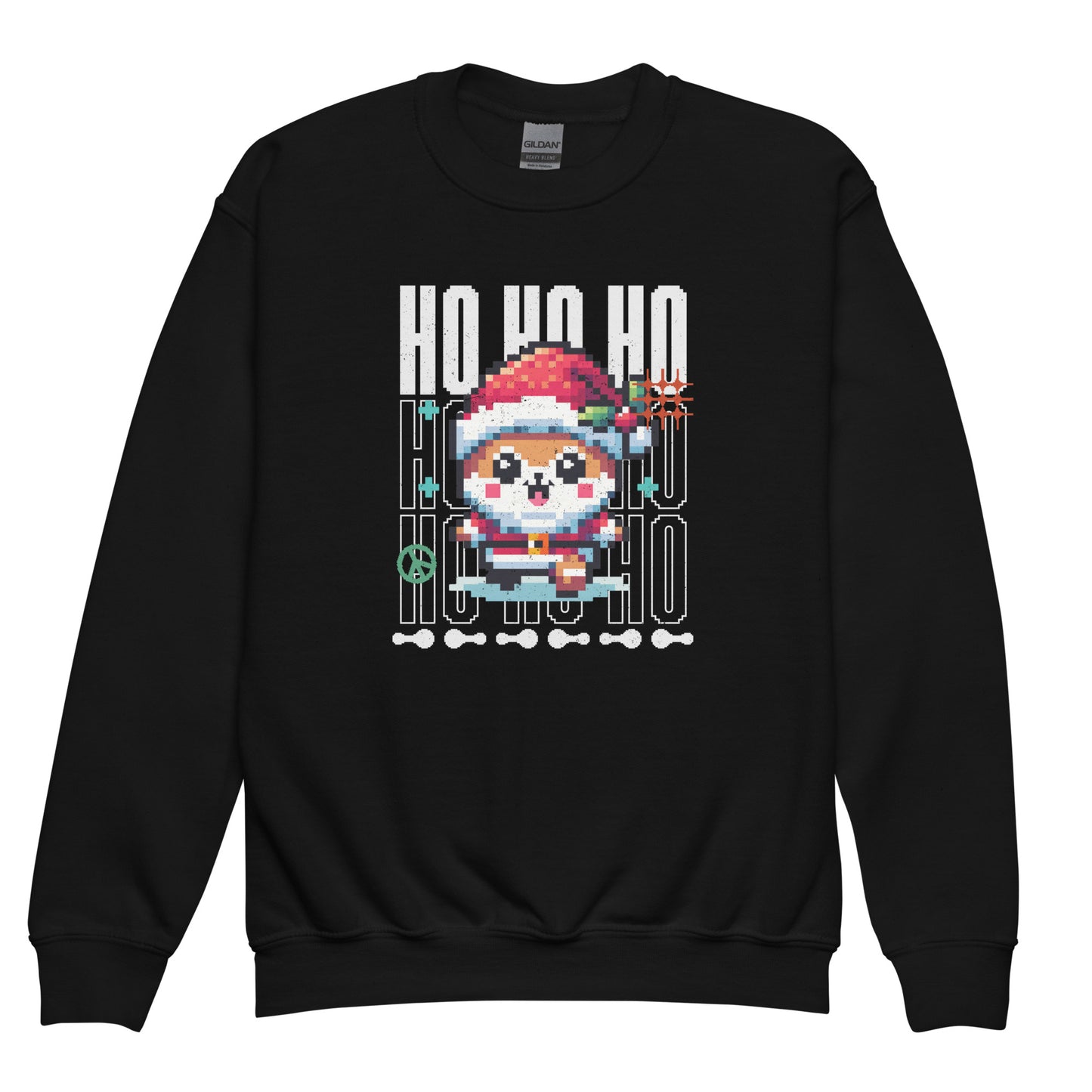 Black Pixel Christmas kids Cozy sweatshirt featuring retro holiday design.