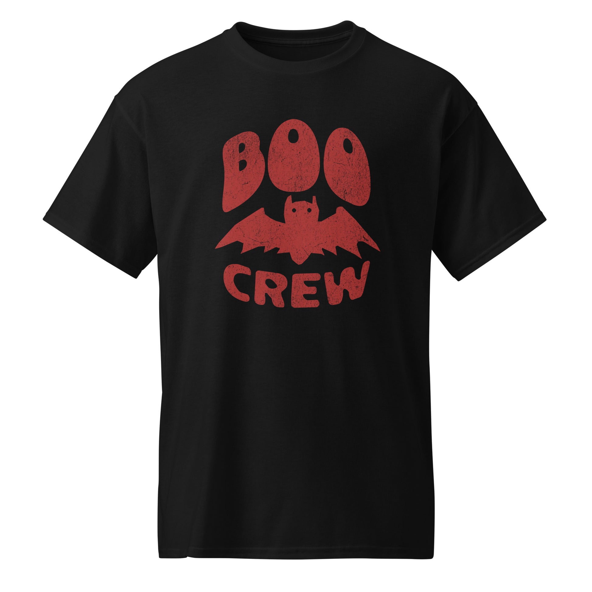 Black Boo Crew t-shirt for halloween and minimalist vampire bat fans BimBangDesign