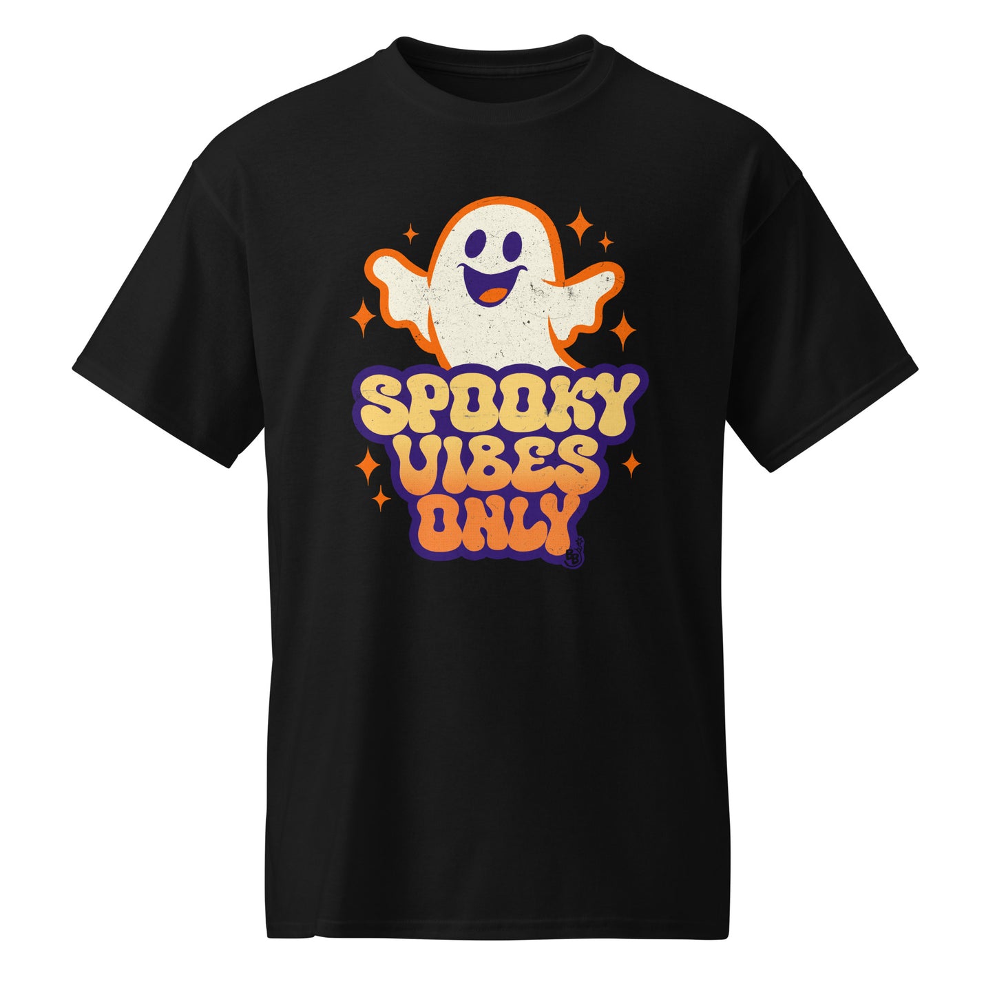 Black Spooky vibes only t-shirt for halloween and cartoon ghost Fans BimBangDesign