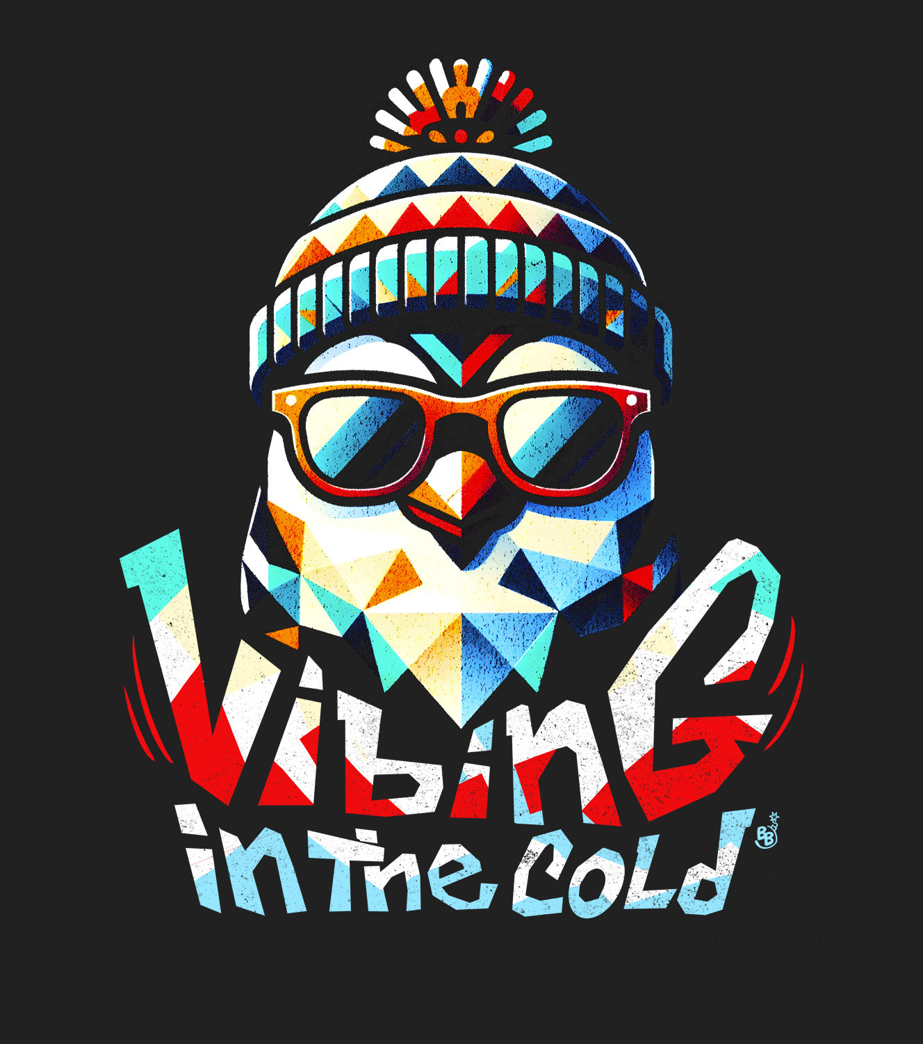 Casual Kids sweatshirt details featuring Fun winter Vibing in the Cold slogan and cool funny energy BimBangDesign