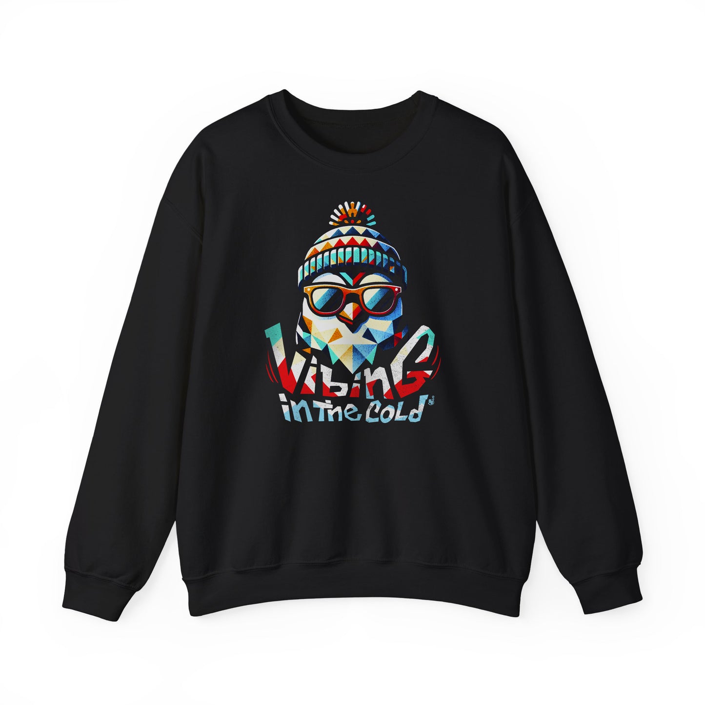 Black Casual sweatshirt featuring Fun winter Vibing in the Cold slogan and cool energy BimBangDesign